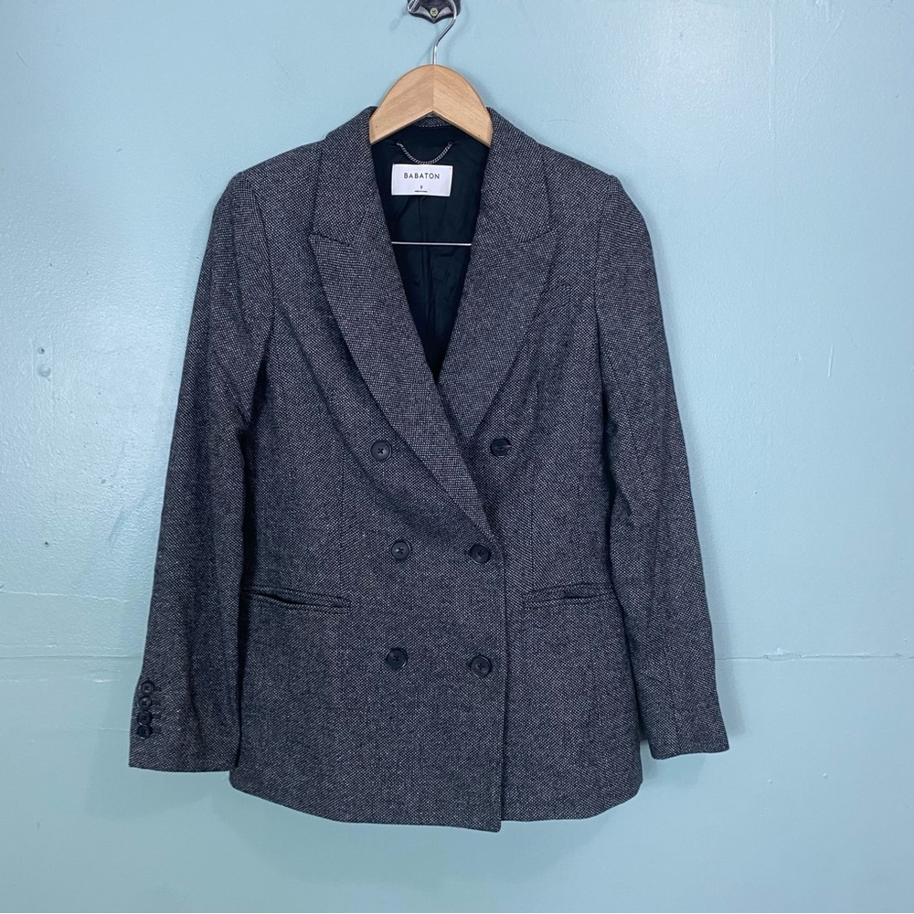 Aritzia Babaton Black Wool Double Breasted‎ Blazer Size 2